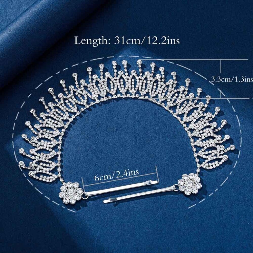 Rhinestone Head Chain Silver Boho Jewelry Wedding Bridal Hair Accessory - Picture 6 of 7